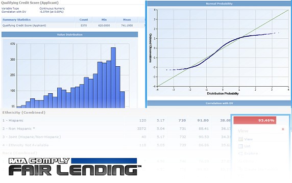 Fair Lending statistical analysis software showing regression models and disparity testing
